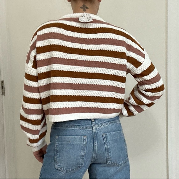 Multi Stripe Chenille Cropped Sweater - Picture 6 of 7